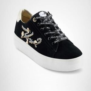 Karl Lagerfeld Women's Black Sneakers with Embellishments - Size 11